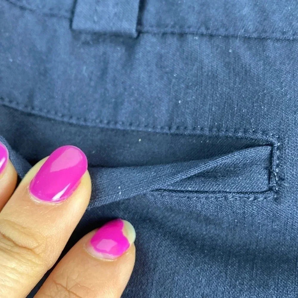 Navy blue office professional straight  leg womens flare leg pull on pants sz 10 - Picture 8 of 13